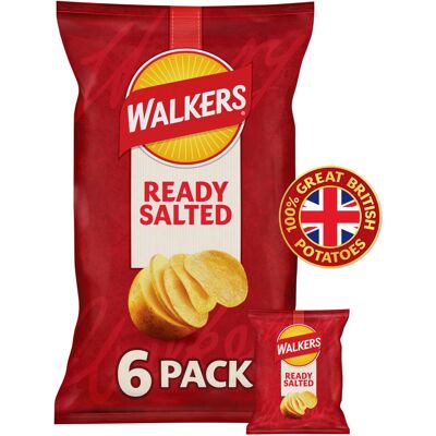 Walkers Ready Salted Multipack Crisps 6x25g Walkers Ready Salted Multipack Crisps 6x25g