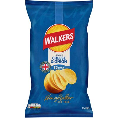Walkers Cheese & Onion Multipack Crisps 12x25g Walkers Cheese & Onion Multipack Crisps 12x25g