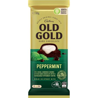 Old Gold Dark Chocolate Peppermint Cadbury Chocolate Bar 180g Old Gold Dark Chocolate Peppermint Cadbury Chocolate Bar 180g