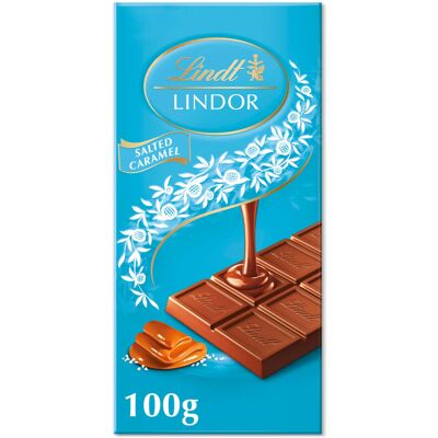 Lindt Lindor Milk Chocolate Salted Caramel Bar, 100g Lindt Lindor Milk Chocolate Salted Caramel Bar, 100g