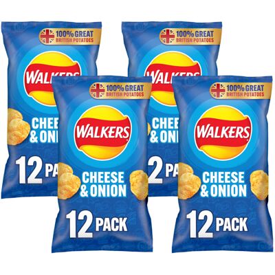Walkers Cheese and Onion Vegetarian Multipack Crisps Ideal for Lunch and Sn Walkers Cheese and Onion Vegetarian Multipack Crisps Ideal for Lunch and Sn
