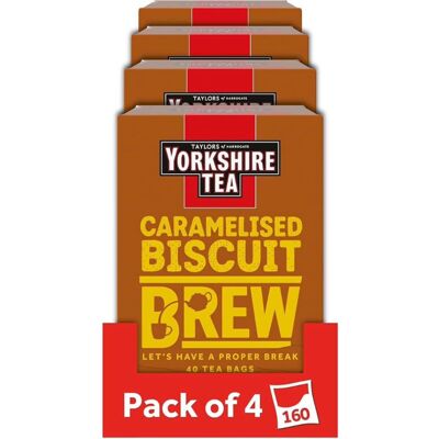 Yorkshire Tea Caramelised Biscuit Brew Flavoured Tea Bags, 4 Boxes of 40 Tea Bag Yorkshire Tea Caramelised Biscuit Brew Flavoured Tea Bags, 4 Boxes of 40 Tea Bag