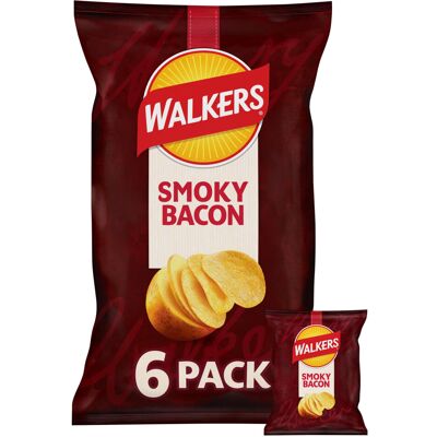 Walkers Smoky Bacon Multipack Crisps 6x25g Walkers Smoky Bacon Multipack Crisps 6x25g
