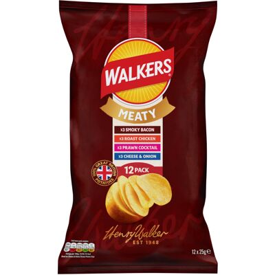 Walkers Meaty Variety Multipack Crisps 12x25 Walkers Meaty Variety Multipack Crisps 12x25