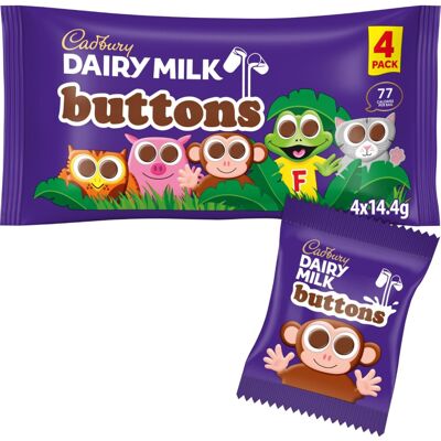 Cadbury Dairy Milk Chocolate Buttons, Treatsize Bags, 14 g (Pack of 4 Cadbury Dairy Milk Chocolate Buttons, Treatsize Bags, 14 g (Pack of 4