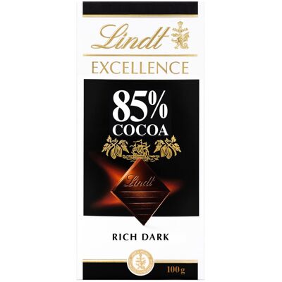 Lindt Excellence Dark 85% Cocoa Chocolate Bar, 100g Lindt Excellence Dark 85% Cocoa Chocolate Bar, 100g