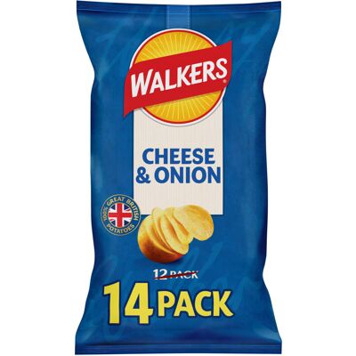 Walkers Cheese and Onion Vegetarian Multipack Crisps, Ideal for Lunch Walkers Cheese and Onion Vegetarian Multipack Crisps, Ideal for Lunch