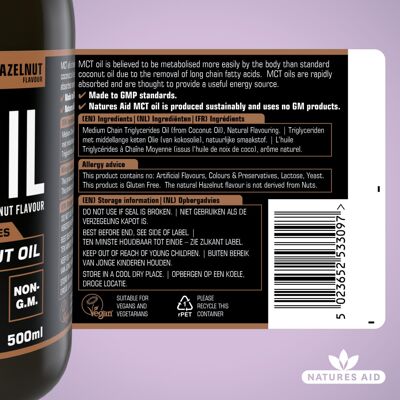 Natures Aid MCT Oil 500ml Hazelnut - Add to Coffee Shakes Smoothies or Dressings Natures Aid MCT Oil 500ml Hazelnut - Add to Coffee Shakes Smoothies or Dressings