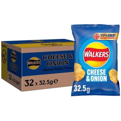 Walkers Cheese & Onion Crisps 32.5g (case of 32) Walkers Cheese & Onion Crisps 32.5g (case of 32)