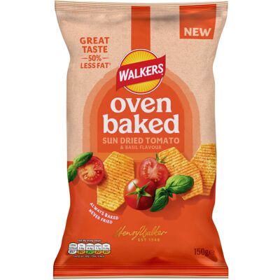 Walkers Oven Baked Crisps Tomato & Basil Snacks 150g Walkers Oven Baked Crisps Tomato & Basil Snacks 150g