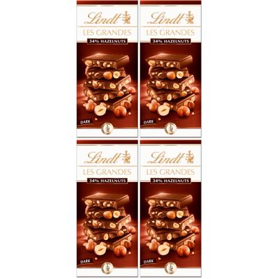 Lindt Les Grandes Dark Chocolate Hazelnut Bar, 150 g (Pack of 4) Lindt Les Grandes Dark Chocolate Hazelnut Bar, 150 g (Pack of 4)