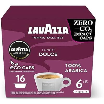 Lavazza - A Modo Mio Lungo Dolce - 96 capsules - Arabica - Coffee capsules Lavazza - A Modo Mio Lungo Dolce - 96 capsules - Arabica - Coffee capsules