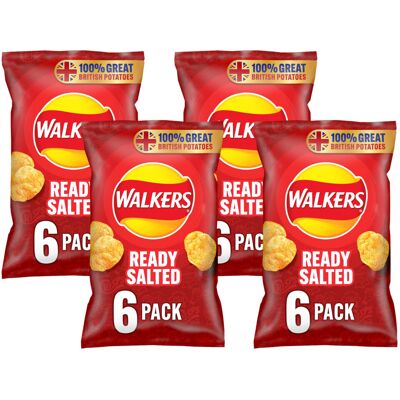Walkers Ready Salted Crisps, 6 x 25g (Pack 4) Walkers Ready Salted Crisps, 6 x 25g (Pack 4)