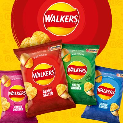Walkers Cheese & Onion Vegetarian Crisps, Lunch & Snacking 6 x 25g Walkers Cheese & Onion Vegetarian Crisps, Lunch & Snacking 6 x 25g