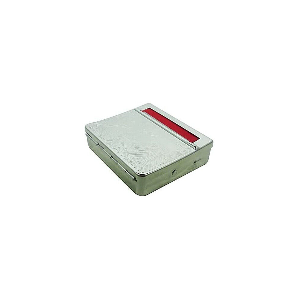 Rolling King Cigarette Roller Machine Automatic Box, Embossed Silver Automatic Tobacco Rollin
