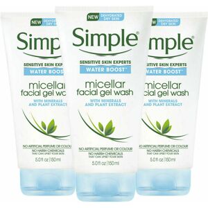(3x Facial Gel Wash) Simple Water Boost Micellar Cleansing Water, Wipes & Face W (3x Facial Gel Wash) Simple Water Boost Micellar Cleansing Water, Wipes & Face W