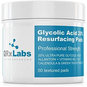 Qrxlabs Glycolic Acid 20% Resurfacing Pads for Face & Body with Vitamins B5, C & E, Gree Qrxlabs Glycolic Acid 20% Resurfacing Pads for Face & Body with Vitamins B5, C & E, Gree