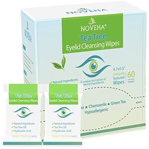 NOVEHA Tea Tree Oil Eyelid & Lash Wipes With Hyaluronic Acid, Green Tea & Chamomile F NOVEHA Tea Tree Oil Eyelid & Lash Wipes With Hyaluronic Acid, Green Tea & Chamomile F