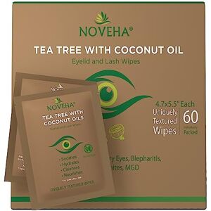 NOVEHA Tea Tree & Coconut Oil Eyelid & Lash Wipes For Demodex, Blepharitis & Itchy Ey NOVEHA Tea Tree & Coconut Oil Eyelid & Lash Wipes For Demodex, Blepharitis & Itchy Ey