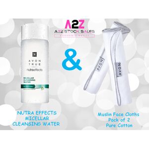 Avon Nutraeffects Micellar Cleansing Water & 2 Cotton Muslin Cloths Avon Nutraeffects Micellar Cleansing Water & 2 Cotton Muslin Cloths