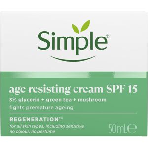 Simple Regeneration Age Resisting Face Cream SPF 15 with 3% Glycerin, Green Tea and Mus Simple Regeneration Age Resisting Face Cream SPF 15 with 3% Glycerin, Green Tea and Mus