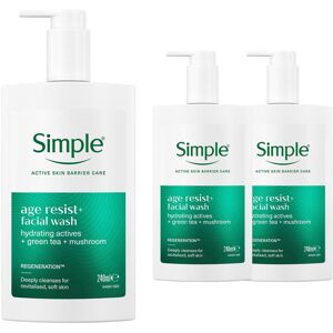 Simple Age Resist+ Facial Wash Anti-Ageing Hydrating Cleanser 240ml, 3 Pack Simple Age Resist+ Facial Wash Anti-Ageing Hydrating Cleanser 240ml, 3 Pack