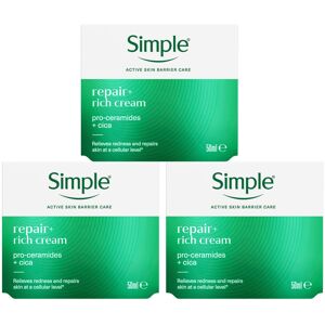Simple Repair+ Rich Cream Soothing Hydrating Face Moisturiser 50ml, 3 Pack Simple Repair+ Rich Cream Soothing Hydrating Face Moisturiser 50ml, 3 Pack