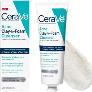 CeraVe Clay To Foam Acne Face Wash Multi-Use Salicylic Acid & Kaolin Clay Acne CeraVe Clay To Foam Acne Face Wash Multi-Use Salicylic Acid & Kaolin Clay Acne