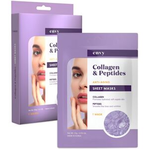 Envy Collagen & Peptides Sheet Face Mask - Hydrating Anti-Aging & Reduces Acne Envy Collagen & Peptides Sheet Face Mask - Hydrating Anti-Aging & Reduces Acne