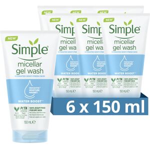 Simple Water Boost Micellar Facial Gel Wash 150ml,pack of 6 Simple Water Boost Micellar Facial Gel Wash 150ml,pack of 6