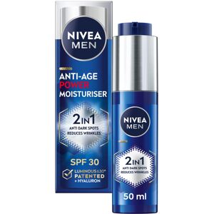 NIVEA MEN Anti-Age 2in1 Power Moisturiser (50ml), With SPF 30, Luminous 630, and NIVEA MEN Anti-Age 2in1 Power Moisturiser (50ml), With SPF 30, Luminous 630, and