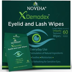 NOVEHA Demodex Eyelid & Lash Wipes Box Of 60 Individually Wrapped Extra Streng NOVEHA Demodex Eyelid & Lash Wipes Box Of 60 Individually Wrapped Extra Streng