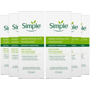 6 x Simple Kind to Skin Replenishing Rich Moisturiser 125ml 6 x Simple Kind to Skin Replenishing Rich Moisturiser 125ml
