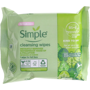 Simple Facial Biodegradable Cleansing Wipes for all Skin Types - A Pack of 20 Simple Facial Biodegradable Cleansing Wipes for all Skin Types - A Pack of 20