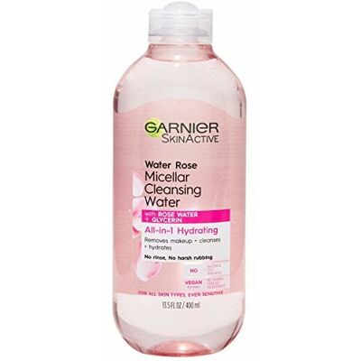 Garnier SkinActive Micellar Cleansing Water with Rose Water and Glycerin, All-in Garnier SkinActive Micellar Cleansing Water with Rose Water and Glycerin, All-in