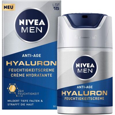 Nivea Men Anti-Age Hyaluronic Moisturising Cream (50 ml), Face Cream with SPF 15 Nivea Men Anti-Age Hyaluronic Moisturising Cream (50 ml), Face Cream with SPF 15