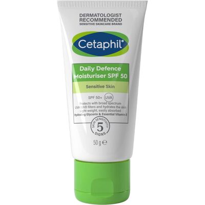 Cetaphil Daily Defence Face Moisturiser, SPF 50+ Day Cream With Glycerin, 50g, S Cetaphil Daily Defence Face Moisturiser, SPF 50+ Day Cream With Glycerin, 50g, S