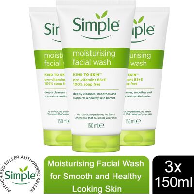 (Buy 3) Simple Kind to Skin Moisturising Face Wash 150ml (Buy 3) Simple Kind to Skin Moisturising Face Wash 150ml