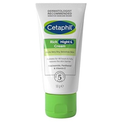 Cetaphil Rich Night Cream, 50g, For Dry To Very Dry, Sensitive Skin, With Niacin Cetaphil Rich Night Cream, 50g, For Dry To Very Dry, Sensitive Skin, With Niacin