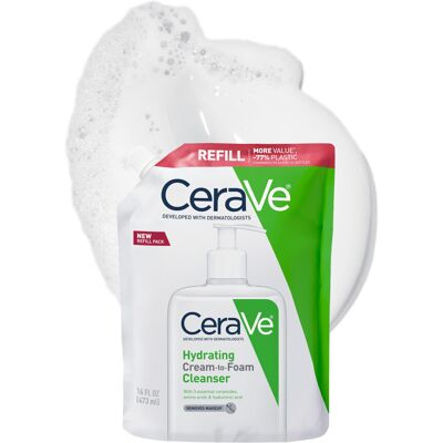 CeraVe Hydrating Cream To Foam Cleanser Makeup Remover Face Wash For Dry Skin CeraVe Hydrating Cream To Foam Cleanser Makeup Remover Face Wash For Dry Skin