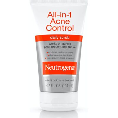 Neutrogena All-In-1 Acne Control Daily Face Scrub to Exfoliate and Treat Acne, S Neutrogena All-In-1 Acne Control Daily Face Scrub to Exfoliate and Treat Acne, S