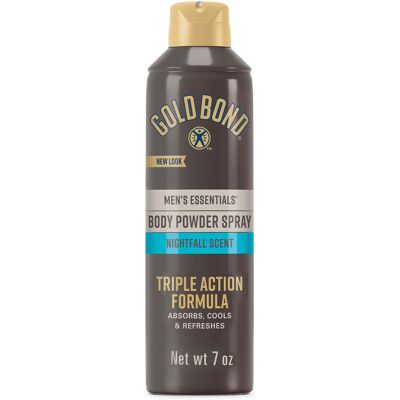Gold Bond Men 's Essentials Talc-Free Body Powder Spray 7 oz. Recharge Scent Wet Gold Bond Men 's Essentials Talc-Free Body Powder Spray 7 oz. Recharge Scent Wet