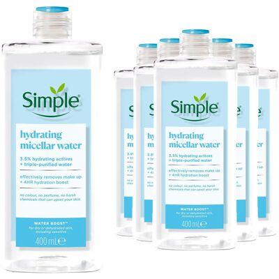 (6x of 400ml) Simple Water Boost Micellar Cleansing Water for Dehydrated Skin (6x of 400ml) Simple Water Boost Micellar Cleansing Water for Dehydrated Skin