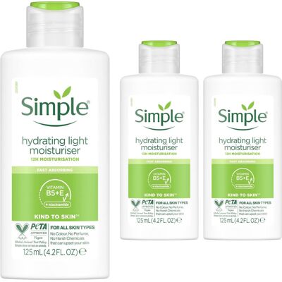 (3x Light Moisture, 125ml) 3x 125ml Simple Kind to Skin 12H Hydrating Light Mois (3x Light Moisture, 125ml) 3x 125ml Simple Kind to Skin 12H Hydrating Light Mois