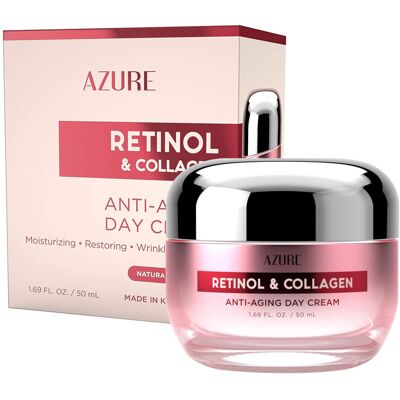azure cosmetics AZURE Retinol & Collagen Day Cream - Anti Aging Restoring & Hydrating Moisturiz azure cosmetics AZURE Retinol & Collagen Day Cream - Anti Aging Restoring & Hydrating Moisturiz
