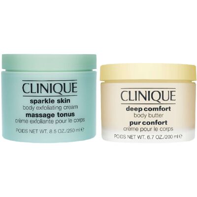 Clinique Duo: Sparkle Skin Body Exfoliating Cream / 8 5 oz & Deep Comfort Body B Clinique Duo: Sparkle Skin Body Exfoliating Cream / 8 5 oz & Deep Comfort Body B