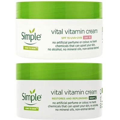 Simple Kind to Skin Face Cream Bundle (Day SPF15 & Night Cream, 50ml) - Sensitiv Simple Kind to Skin Face Cream Bundle (Day SPF15 & Night Cream, 50ml) - Sensitiv