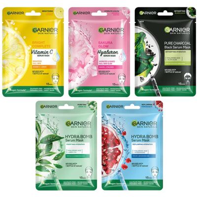 Garnier Skin Naturals, Face Mask Set, Hydrating, Pore Reducing, Brightening, And Garnier Skin Naturals, Face Mask Set, Hydrating, Pore Reducing, Brightening, And