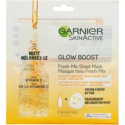 Garnier SkinActive Glow Boost Fresh-Mix Sheet Mask with Vitamin C, for all skin Garnier SkinActive Glow Boost Fresh-Mix Sheet Mask with Vitamin C, for all skin