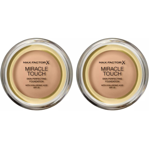 2 x Max Factor Miracle Touch Skin Perfecting Foundation 11.5g 030 Porcelain 2 x Max Factor Miracle Touch Skin Perfecting Foundation 11.5g 030 Porcelain